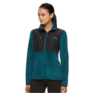 FILA Sport Women's XS Cloud Peak Turquoise Textured Full Zip Fleece Jacket